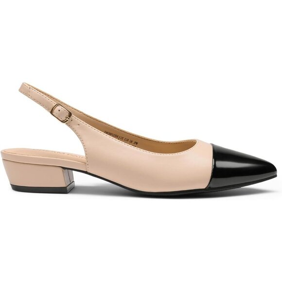 🆕Women Sling back Heels Pointed Closed Toe Low Block Pumps for Party Wedding - - Picture 2 of 7